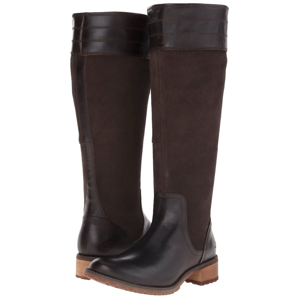 Timberland Riding Boots Brown Coffee Suede Leather Zipper Rugged Sole